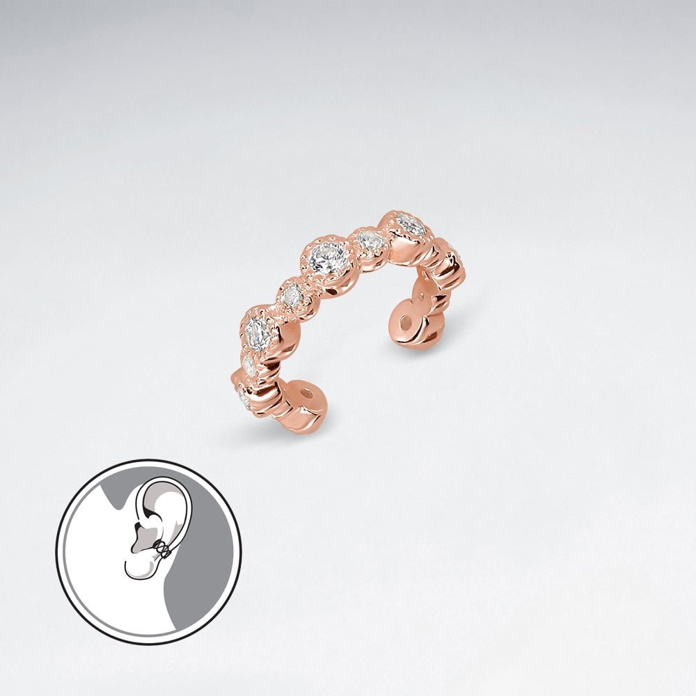 Sterling Silver Ear Cuffs with Cubic Zirconia
