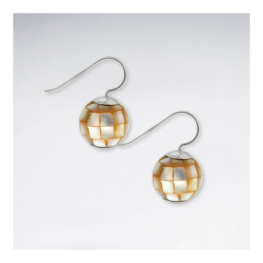 17 mm Round Mother of Pearl Silver Earring