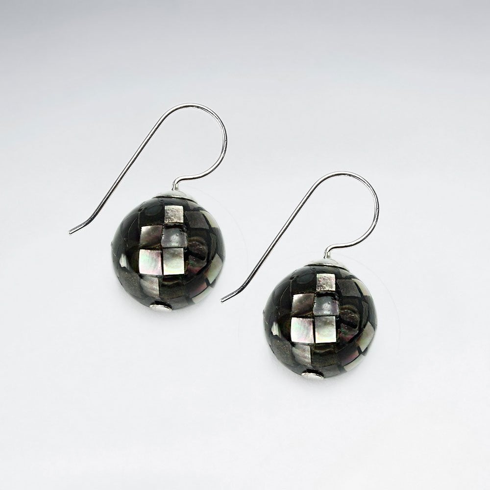 17 mm Round Mother of Pearl Silver Earring