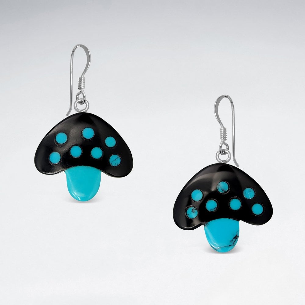Howlite & Black Stone Acorn Earrings