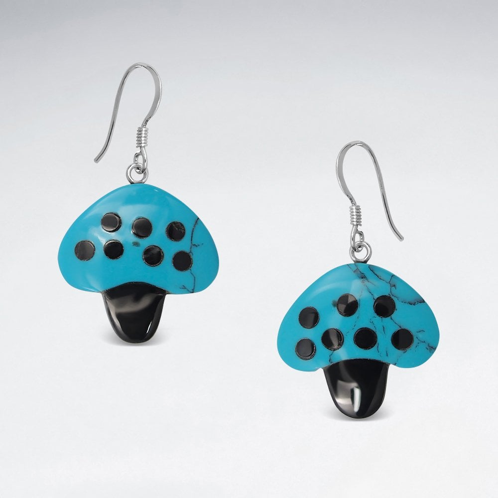 Howlite & Black Stone Acorn Earrings