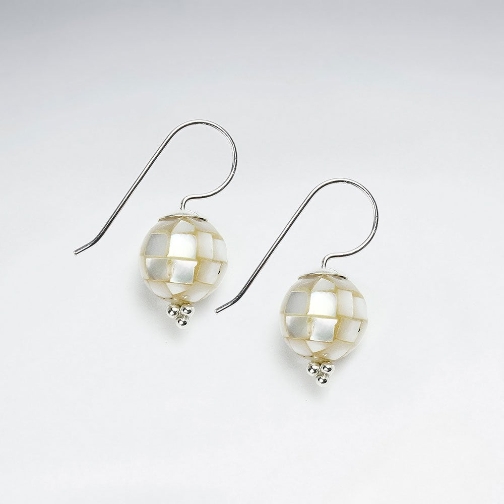 12 mm Round Shell Silver Earring