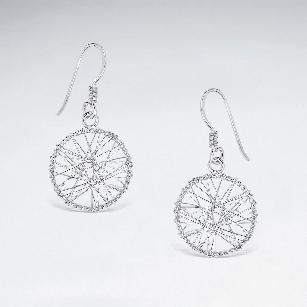 Enchanted Wire Work Crisscross Design Earrings in Silver
