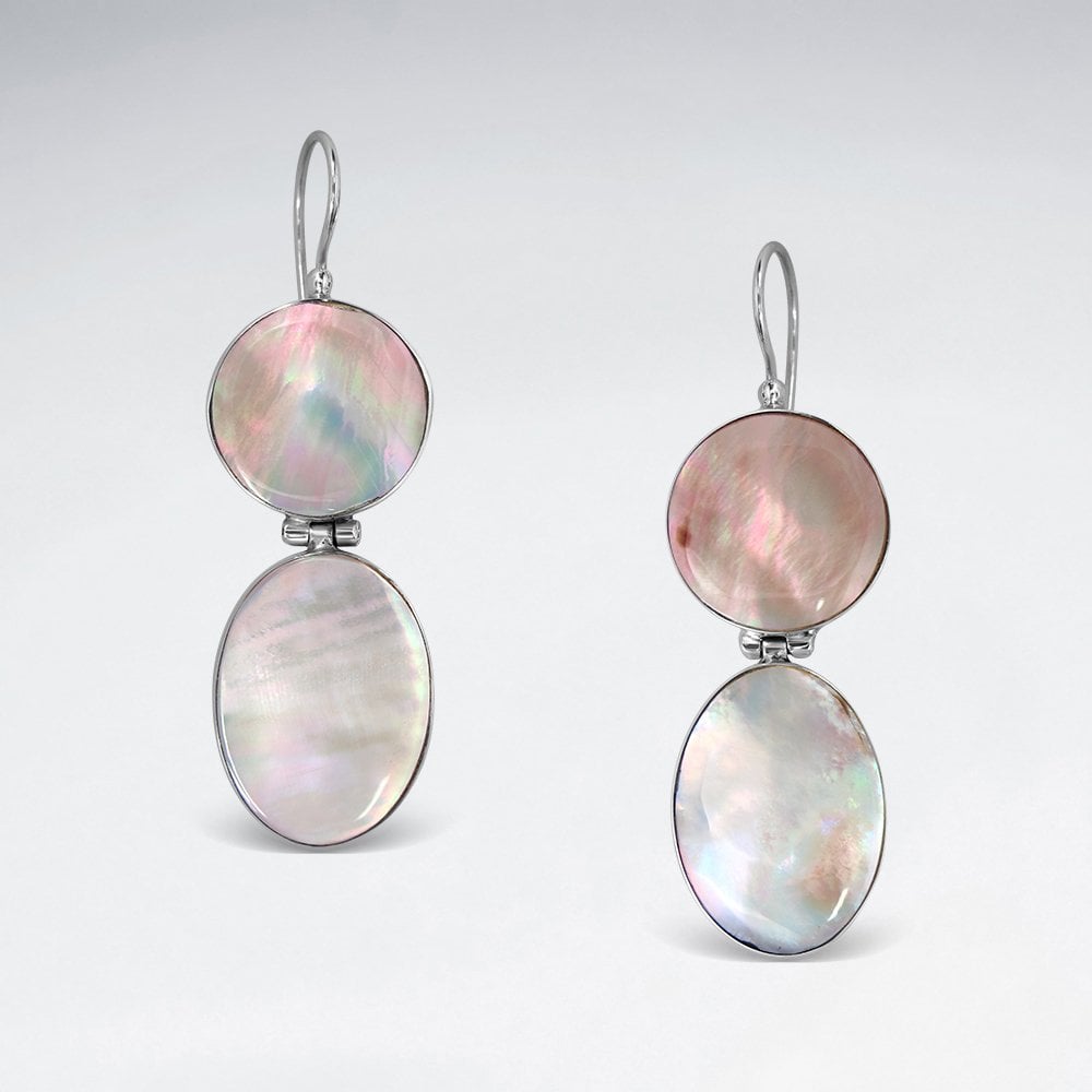 Mother Of Pearl Circle And Oval Dangle Earrings
