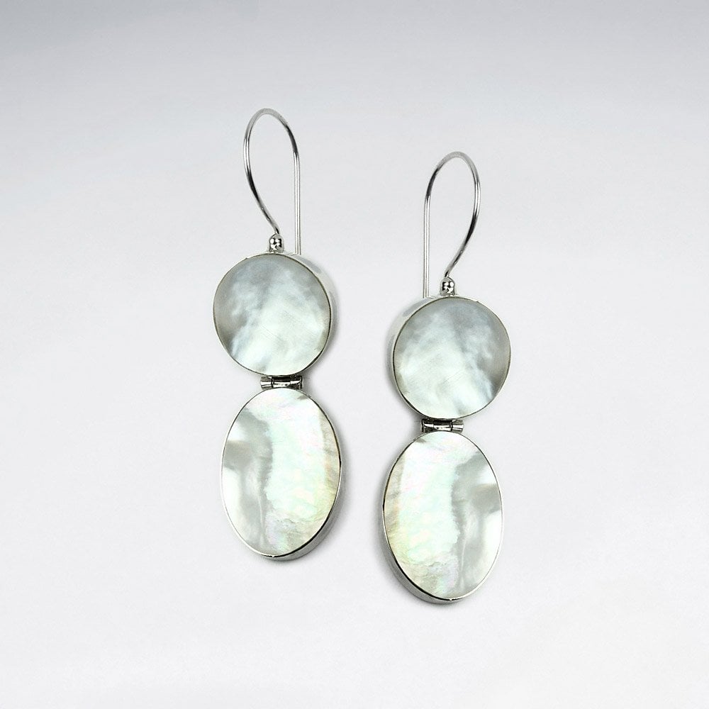 Mother Of Pearl Circle And Oval Dangle Earrings