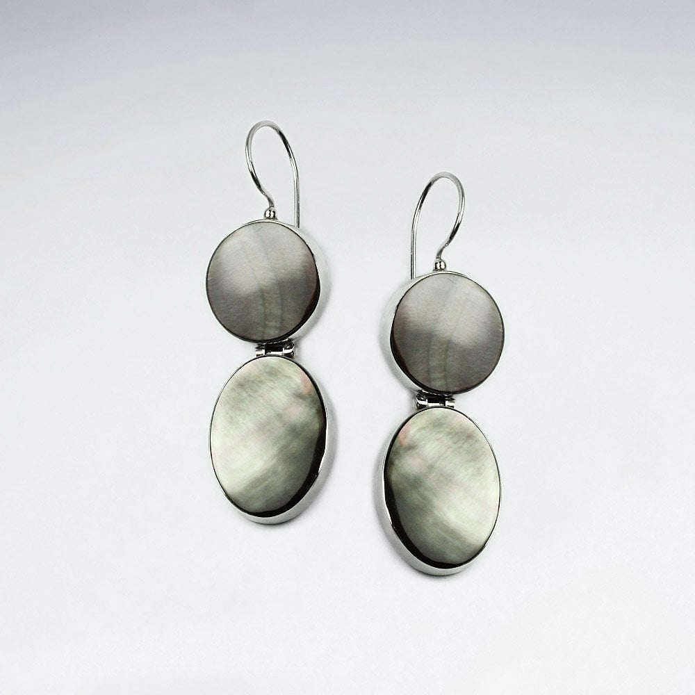 Mother Of Pearl Circle And Oval Dangle Earrings
