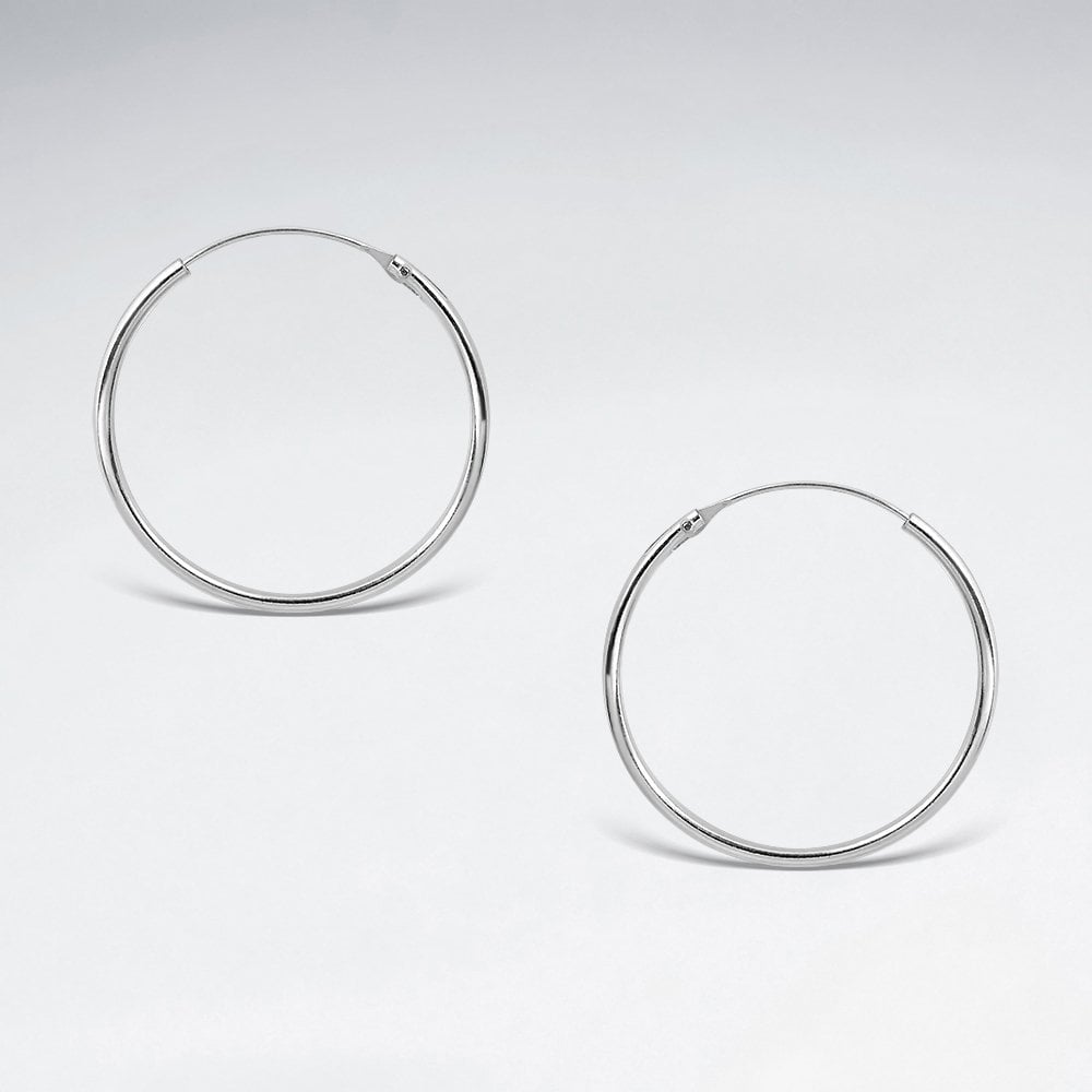 Classic Delicate 2 mm Round Tube Hoop Earrings in Silver