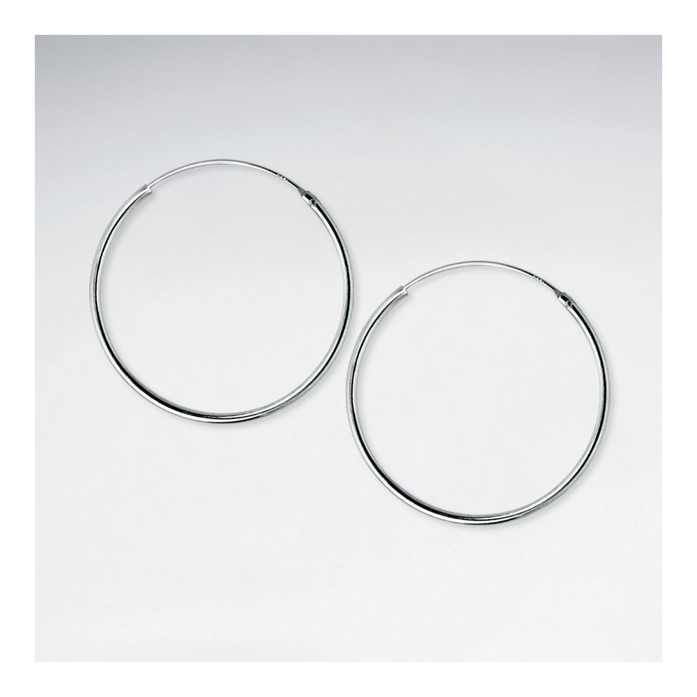 Classic Delicate 2 mm Round Tube Hoop Earrings in Silver