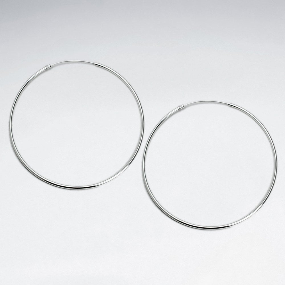 Classic Delicate 2 mm Round Tube Hoop Earrings in Silver