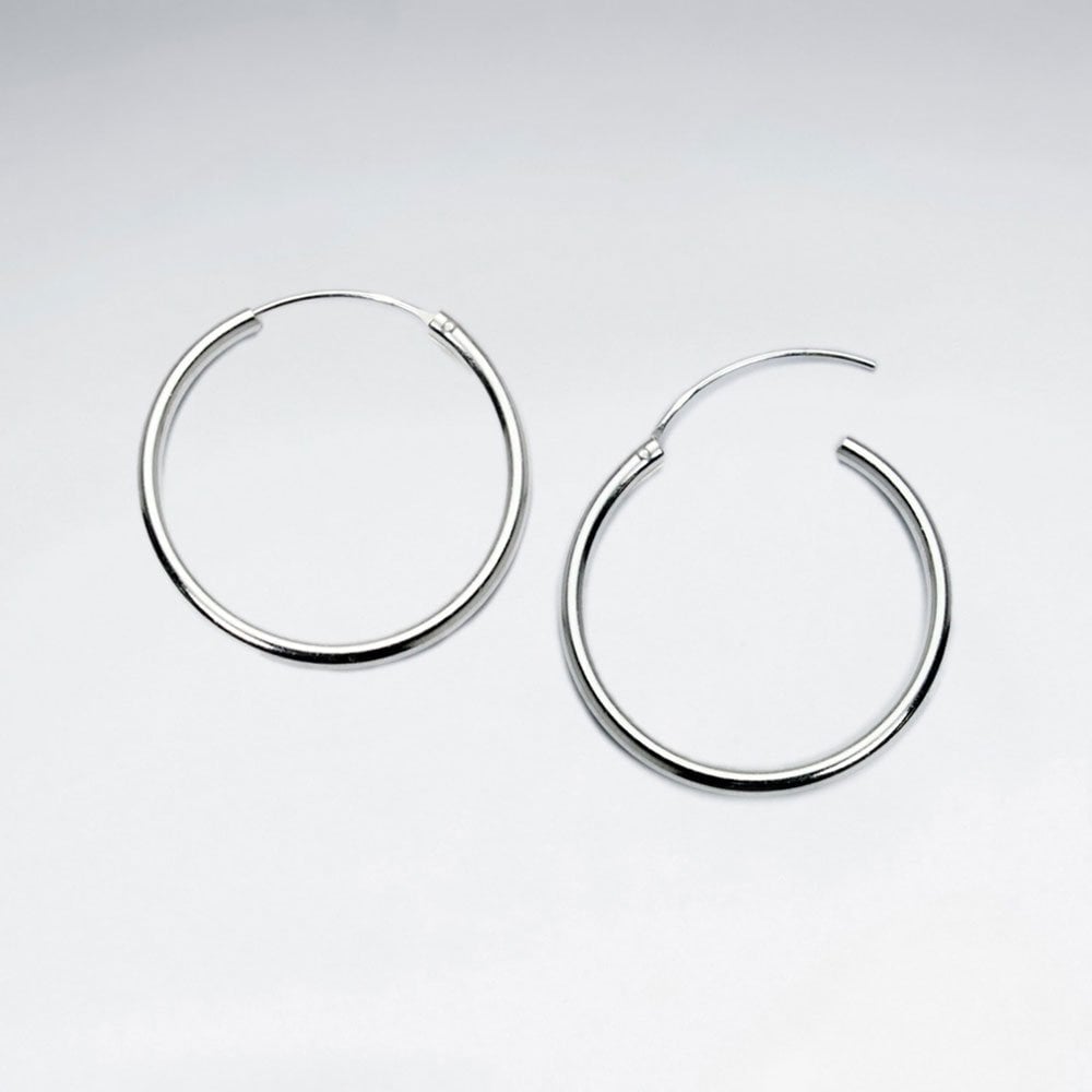 Classic Delicate 2 mm Round Tube Hoop Earrings in Silver