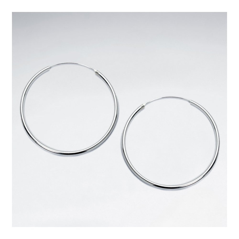 Classic Delicate 2 mm Round Tube Hoop Earrings in Silver