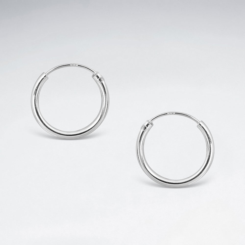 Classic Delicate 2 mm Round Tube Hoop Earrings in Silver