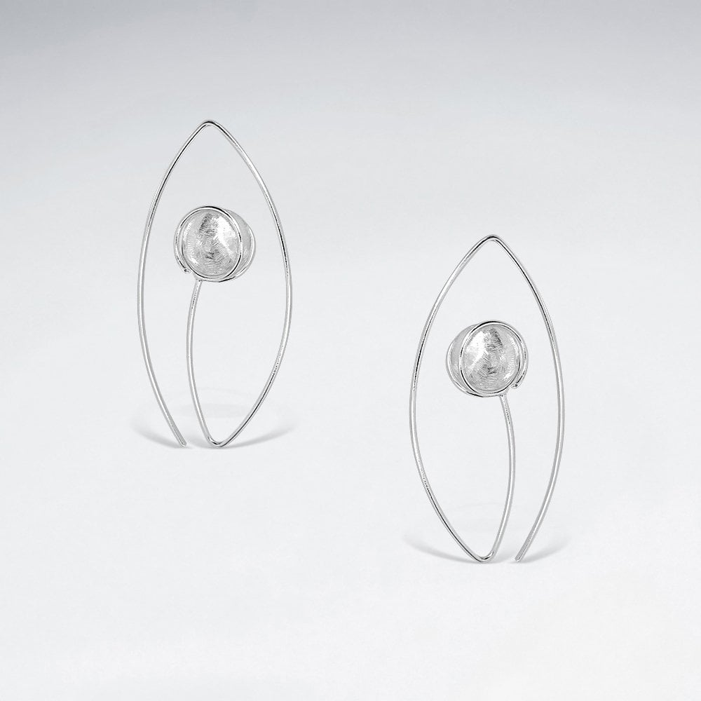Intriguing Open Oval Silver Earrings With Drop Charm