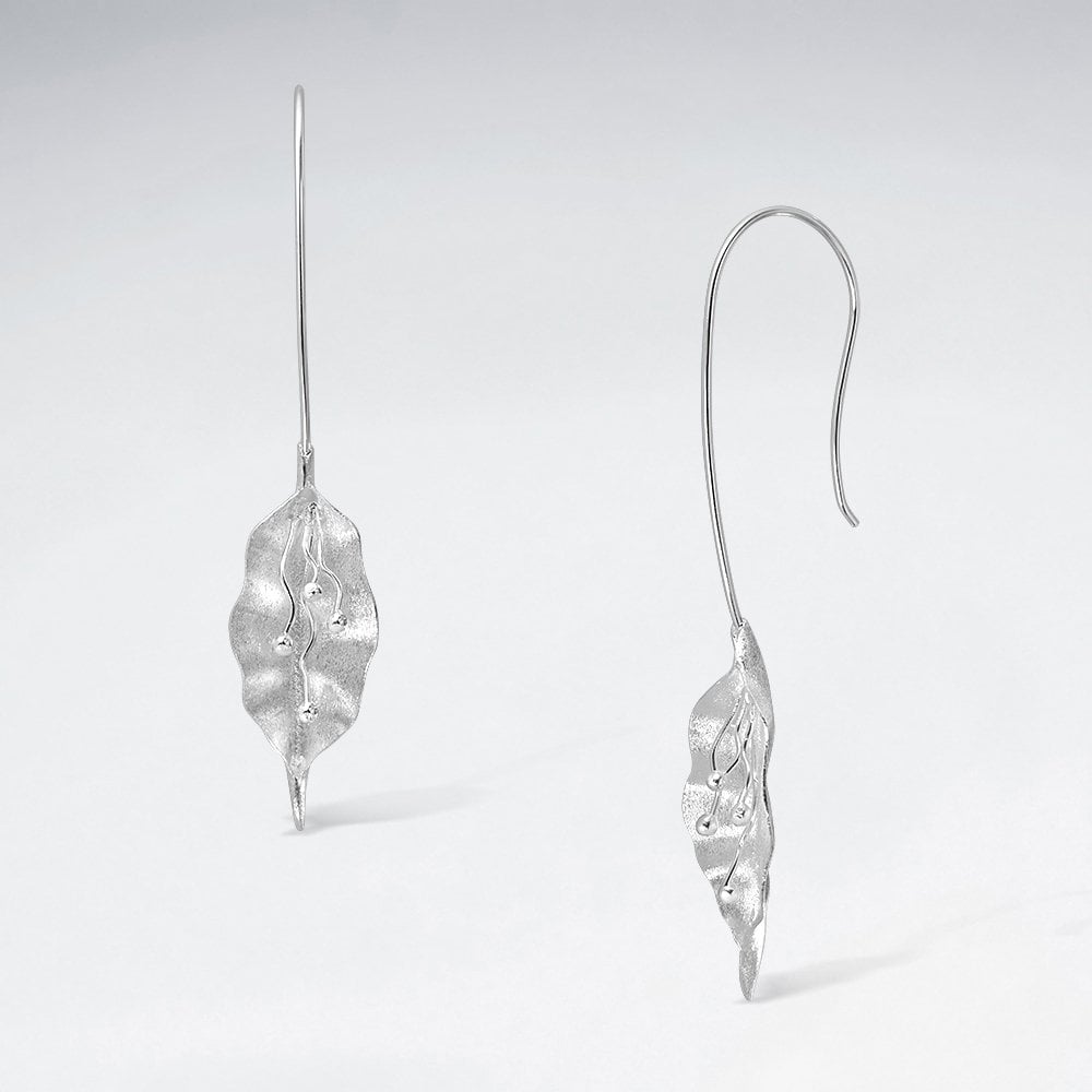Silver Upscale Glamorous Dangle Flower Design Drop Hook Earrings