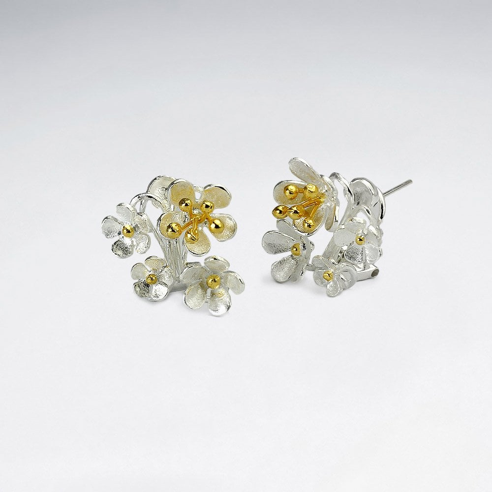 Sterling Silver Femme Festive Floral Cluster Stud Earrings