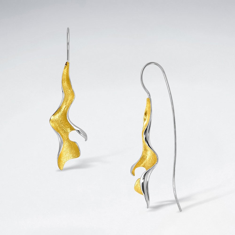 Sterling Silver Dancing Leaf Sculpture Earrings