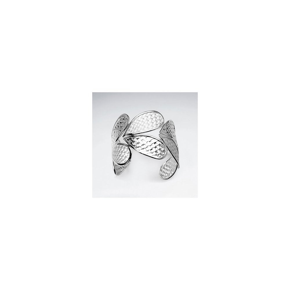Basket Wave Sterling Silver Open Cuff Bangle