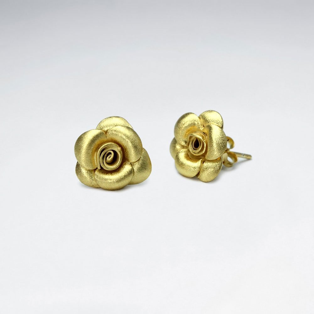 Sterling Silver Dainty Rosebud Stud Earrings