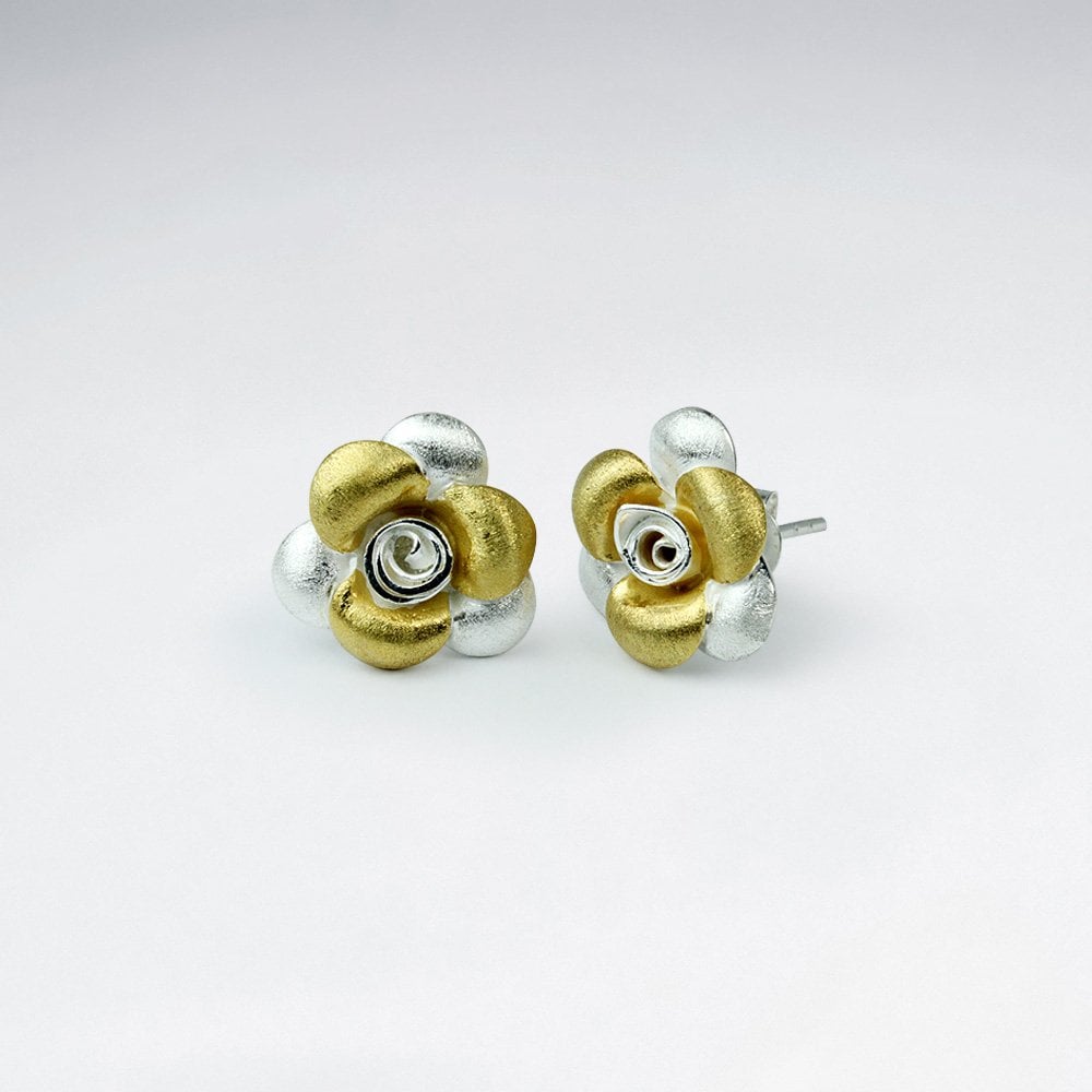 Sterling Silver Dainty Rosebud Stud Earrings