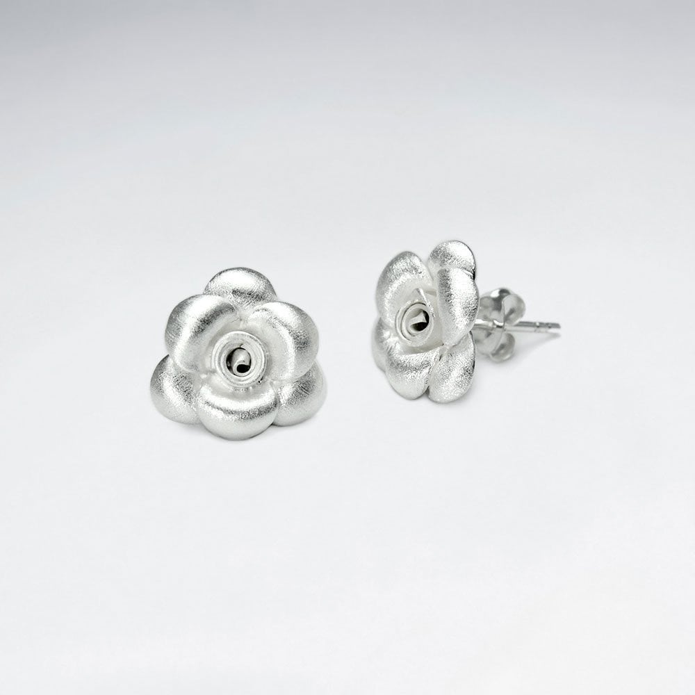 Sterling Silver Dainty Rosebud Stud Earrings
