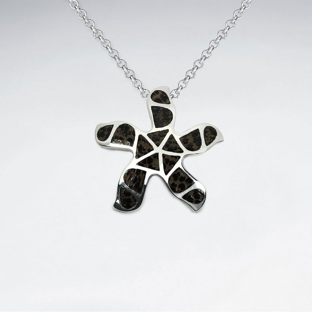 925 Silver Pinwheel Wood Pendant