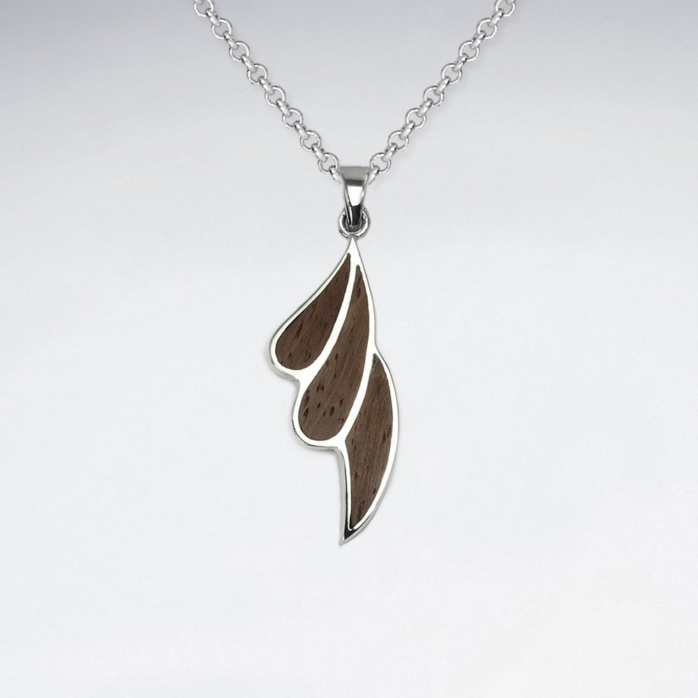 Sterling Silver Tear Cascade Wood Pendant