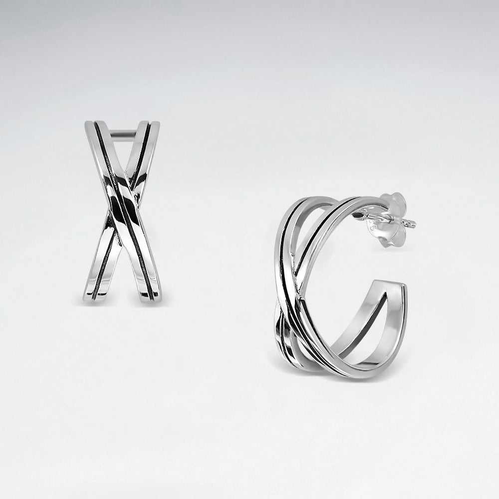 Sterling Silver Crisscross "X" Earrings