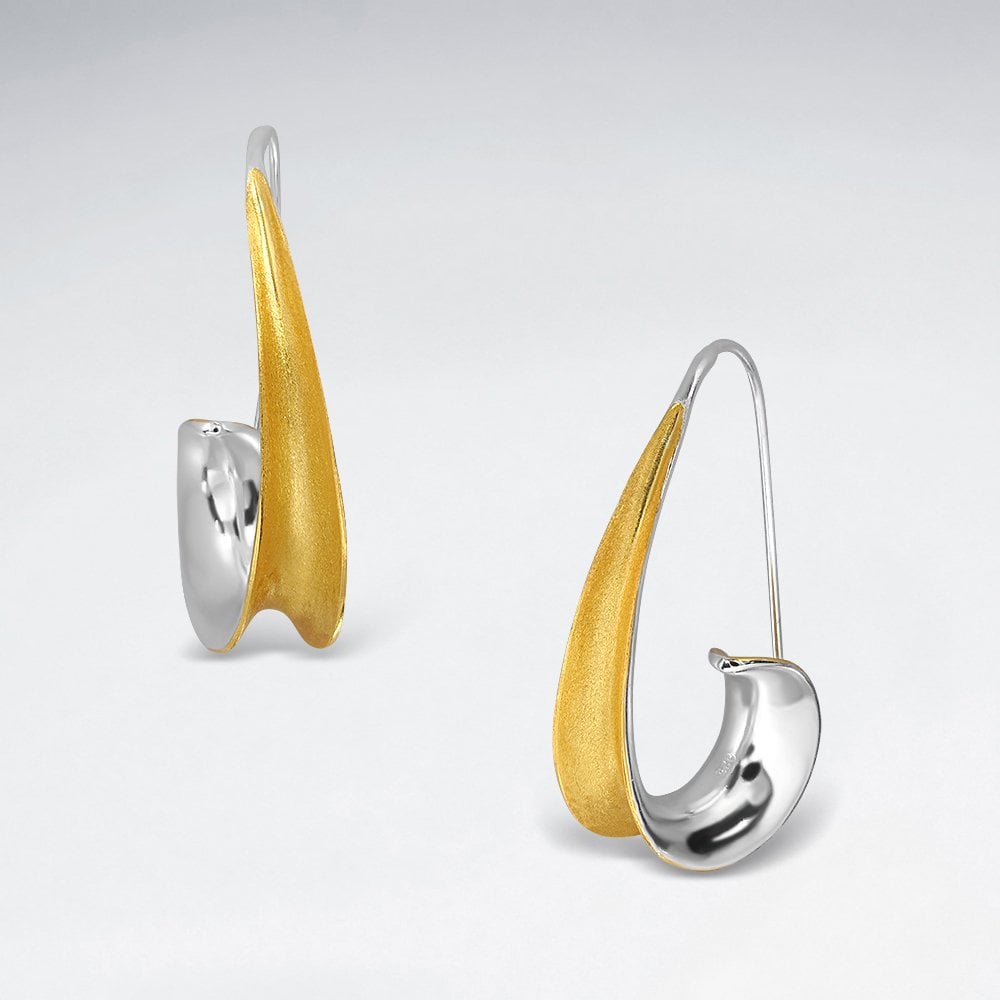 Sterling Silver Curling Leaf Hook Earrings