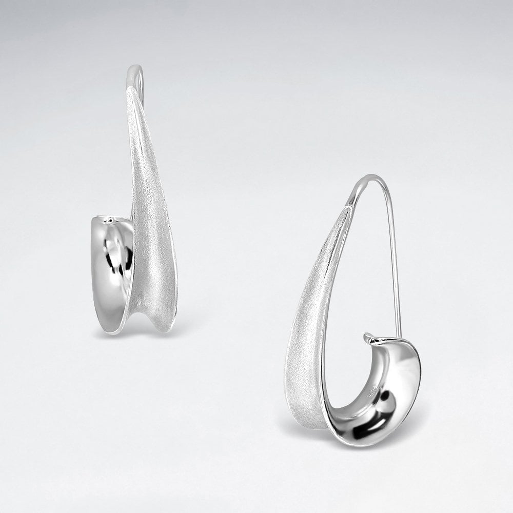 Sterling Silver Curling Leaf Hook Earrings