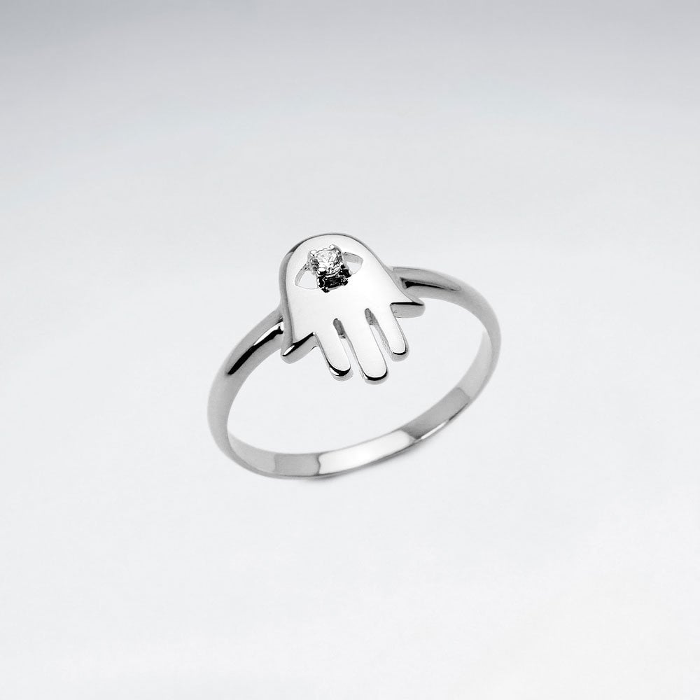 Harmonious Cubic Zirconia and Sterling Silver Organic Silhouette Ring