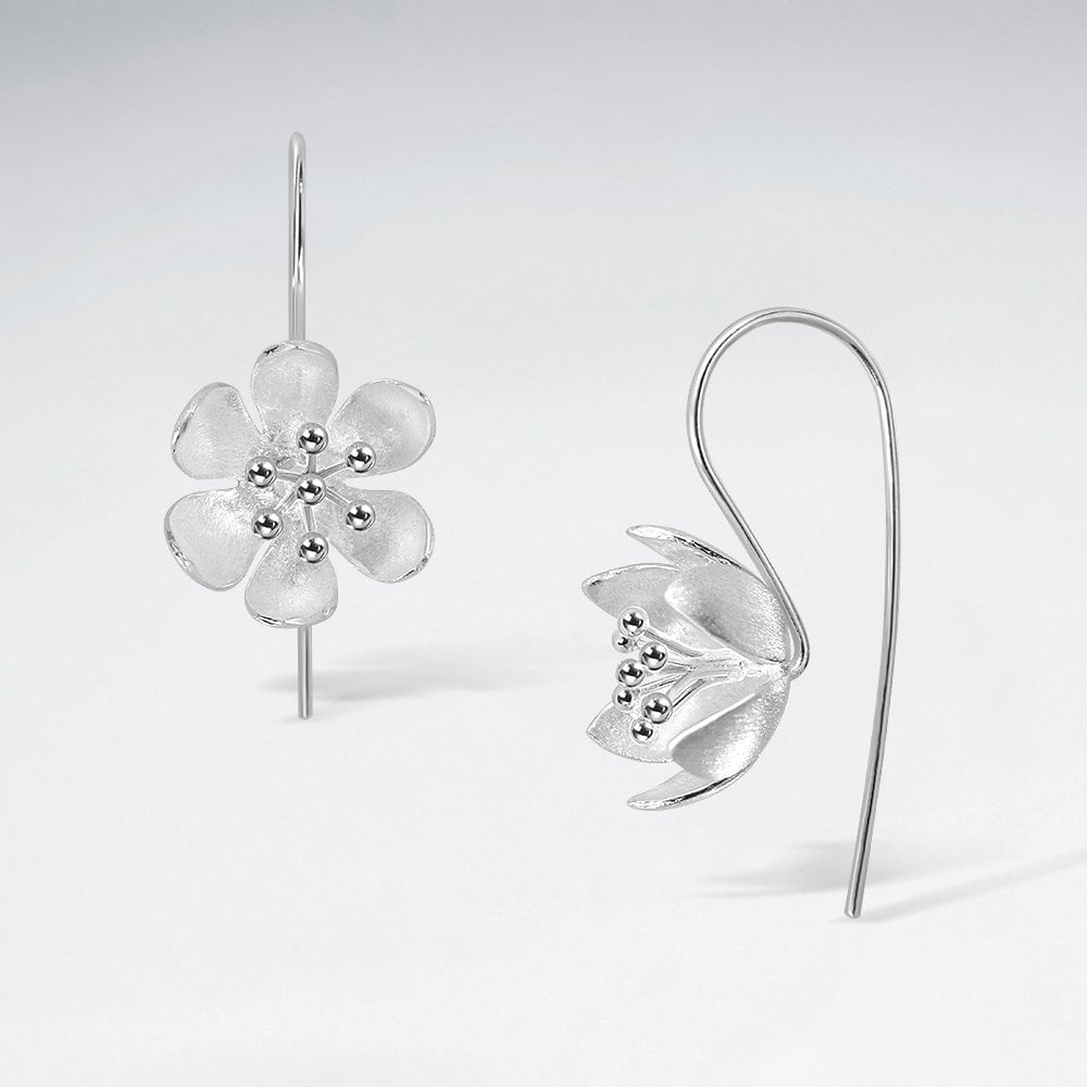 Floral Delight Matte Silver Earrings