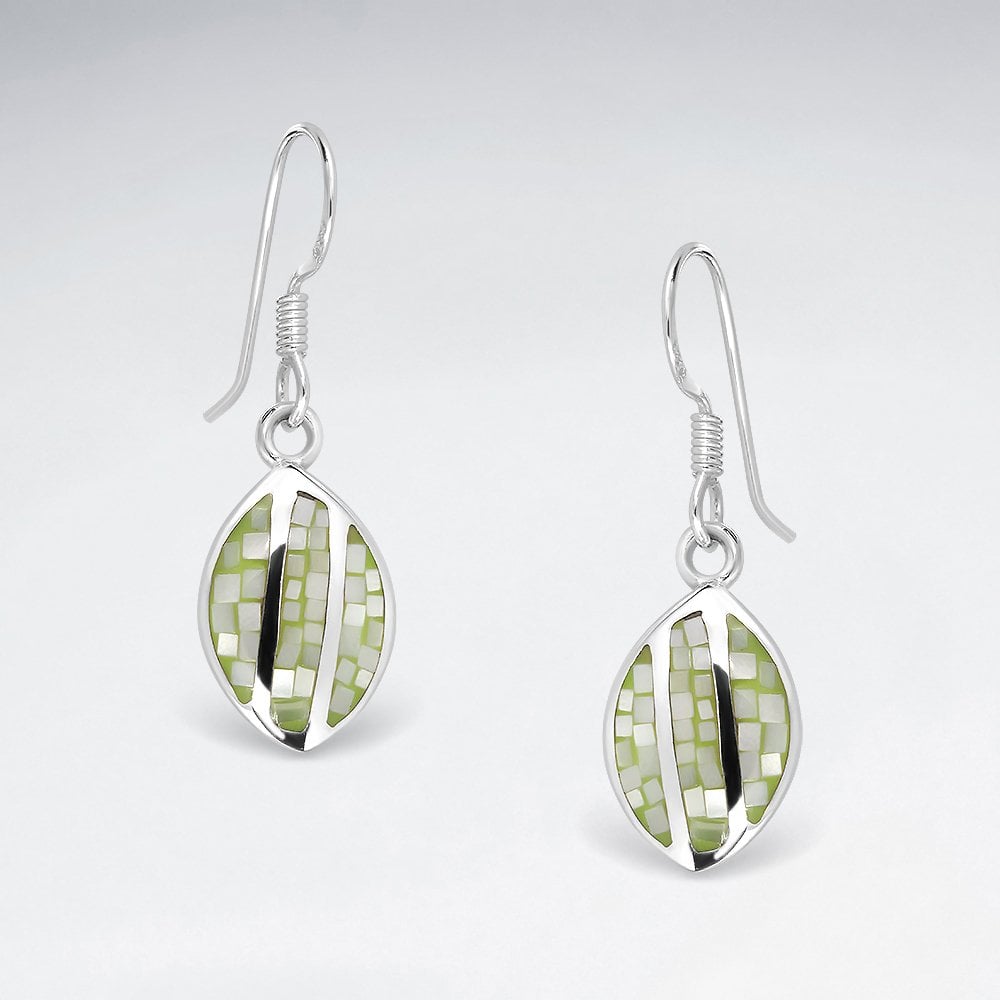 Blue Shell Marquise Dangling Silver Earring