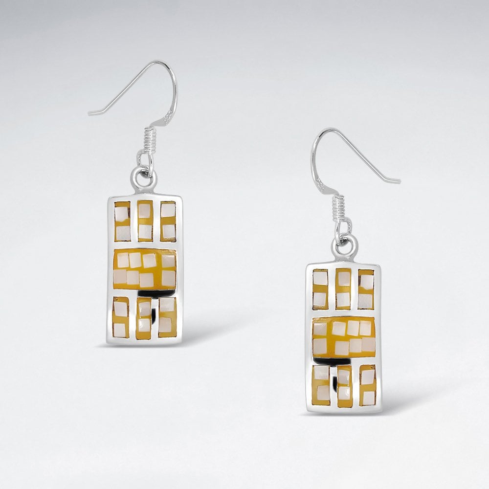 Bright Sterling Silver Shell Squared Earrings