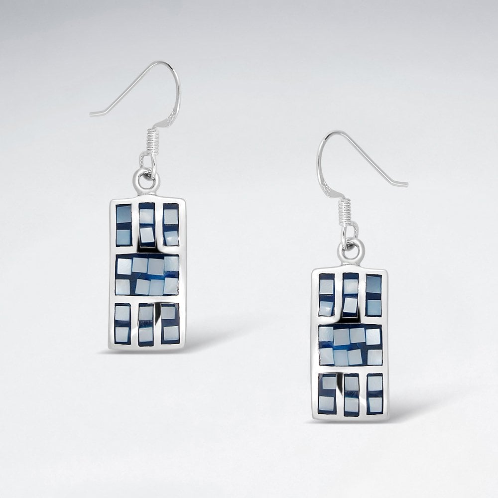 Bright Sterling Silver Shell Squared Earrings