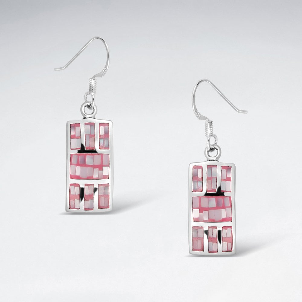 Bright Sterling Silver Shell Squared Earrings