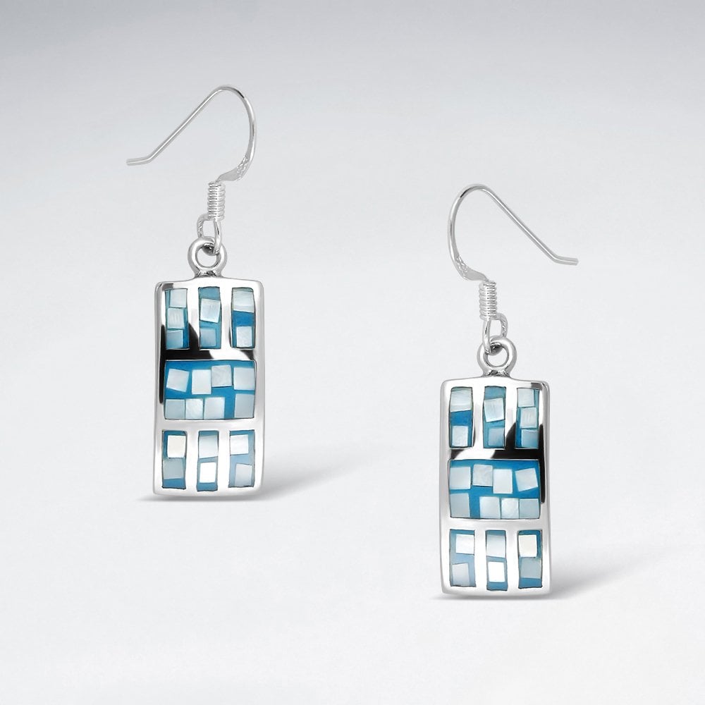 Bright Sterling Silver Shell Squared Earrings