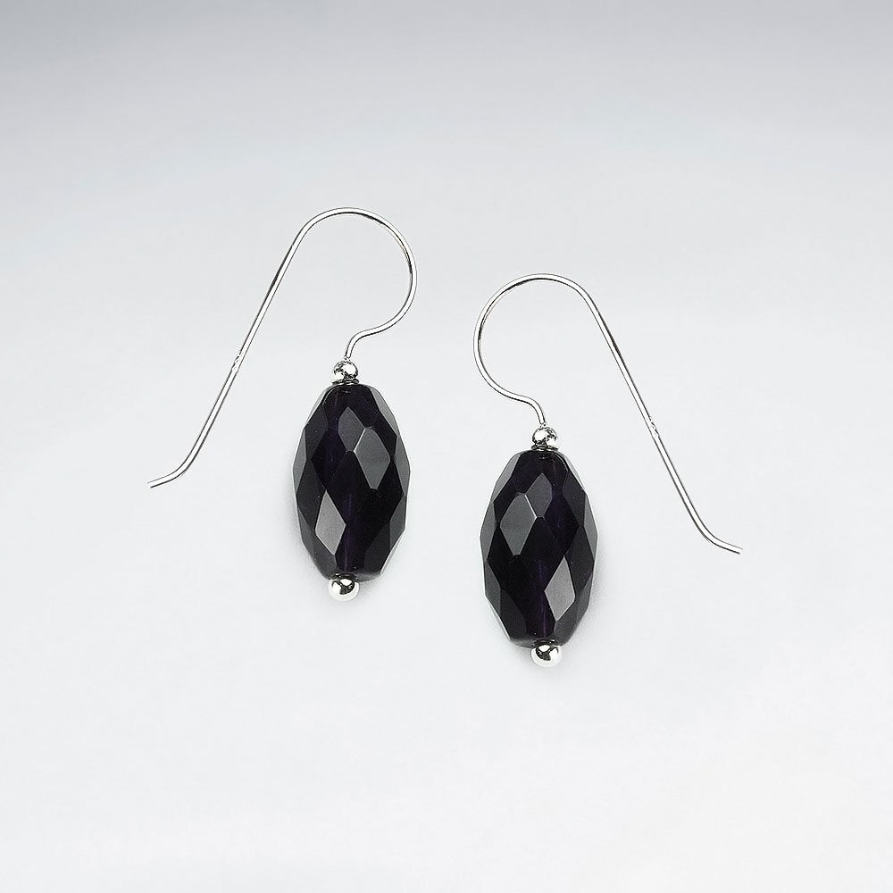 Oval Tiger Eye Faceted Silver Dangling Earring