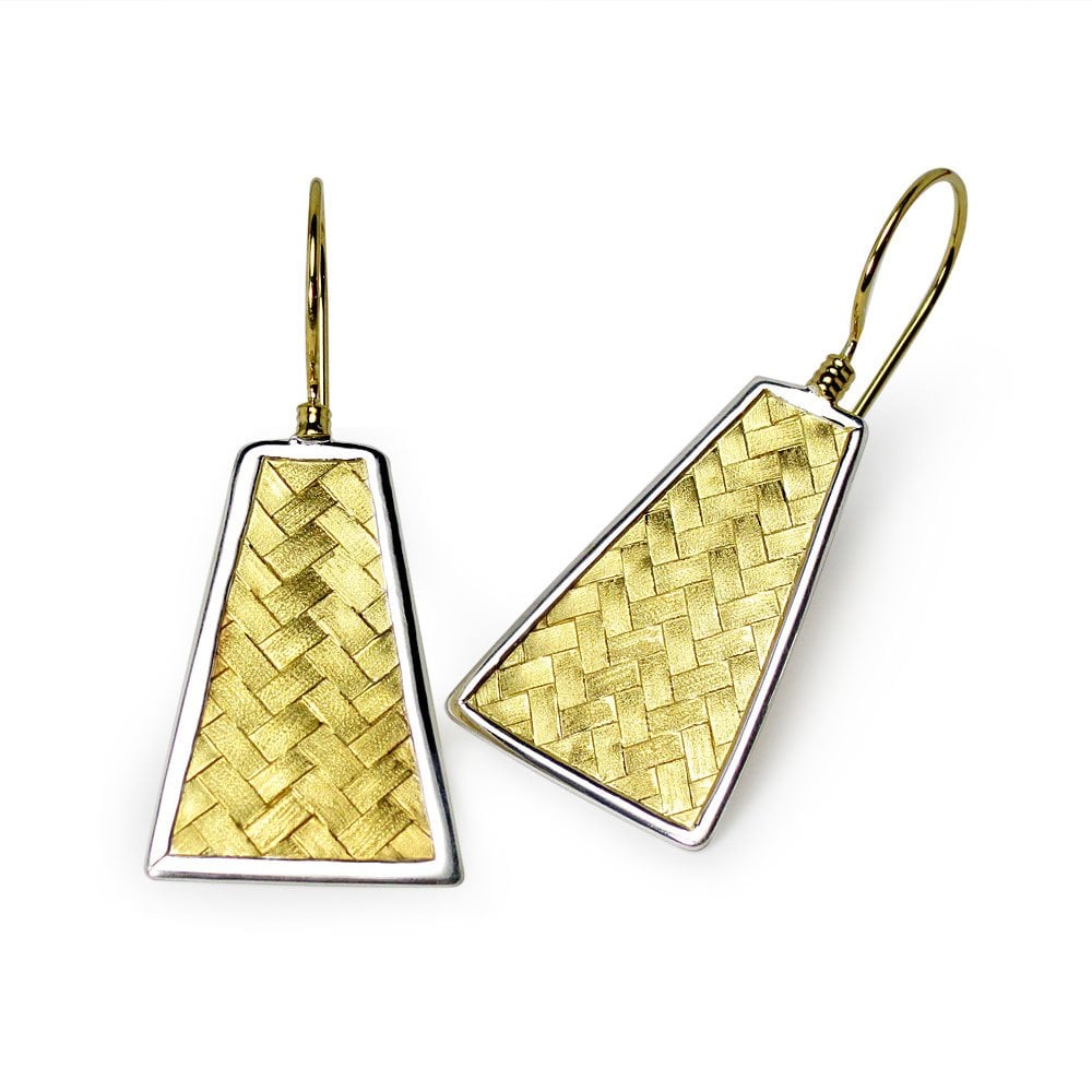 Long Trapezium Shaped Delicate Texture Dangle Earrings in Silver
