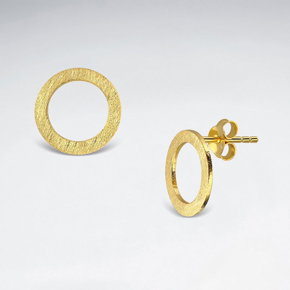 Sterling Silver Simple Openwork Circle Stud Earrings