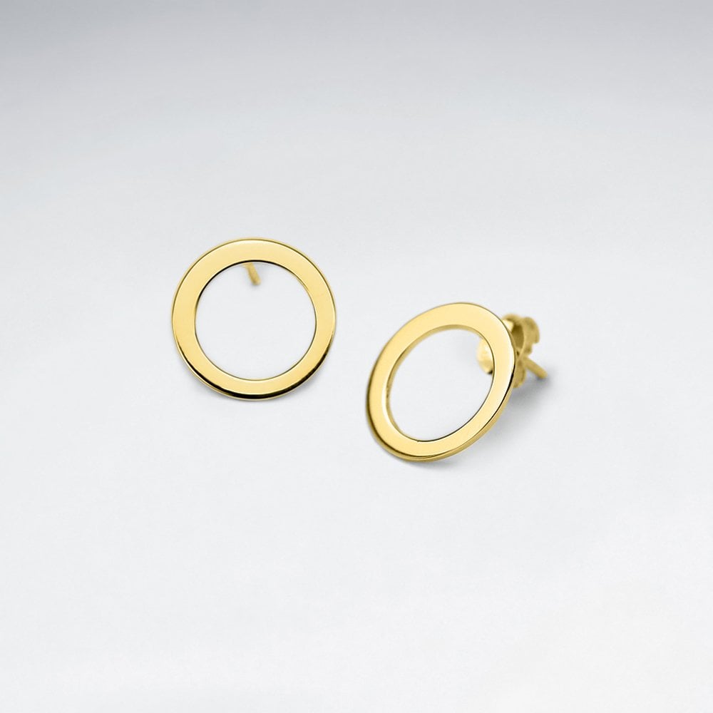 Sterling Silver Simple Openwork Circle Stud Earrings