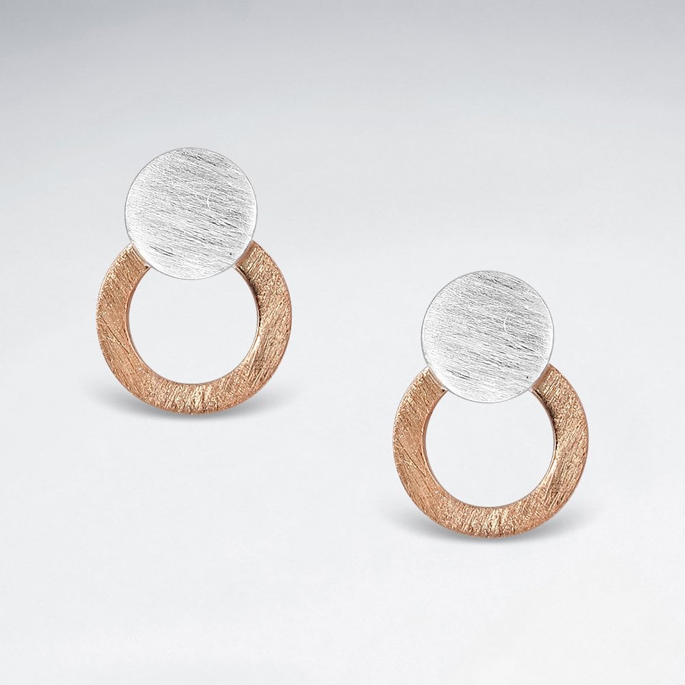 Sterling Silver Openwork Circle and Circle Dainty Stud Earrings