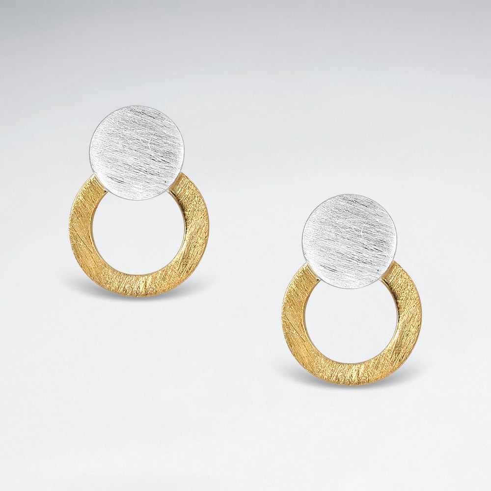 Sterling Silver Openwork Circle and Circle Dainty Stud Earrings