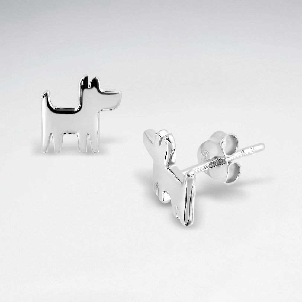 Sterling Silver Pup Silhouette Earrings