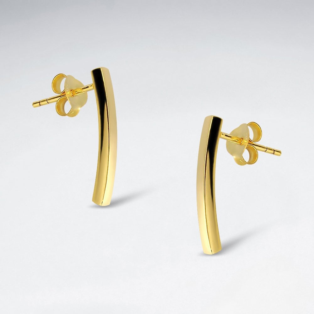 Sterling Silver Curved Bar Stud Earrings