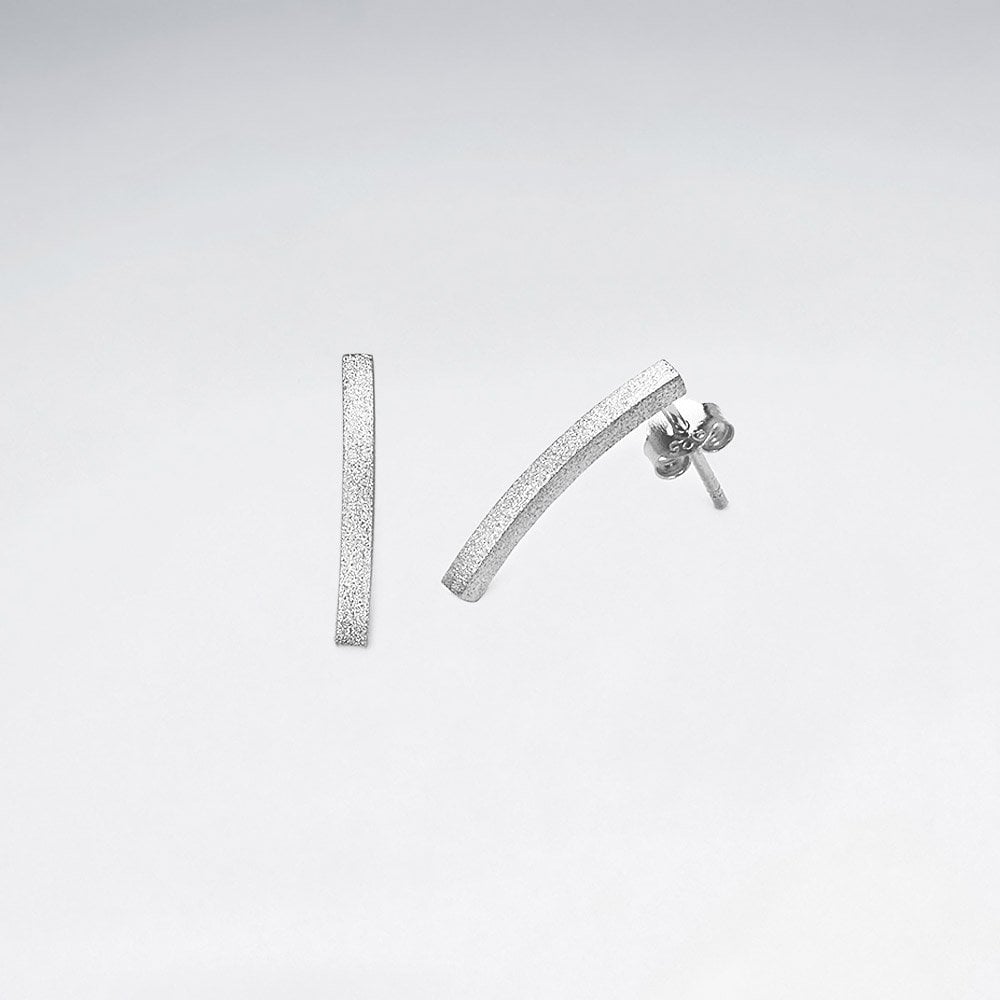 Sterling Silver Curved Bar Stud Earrings