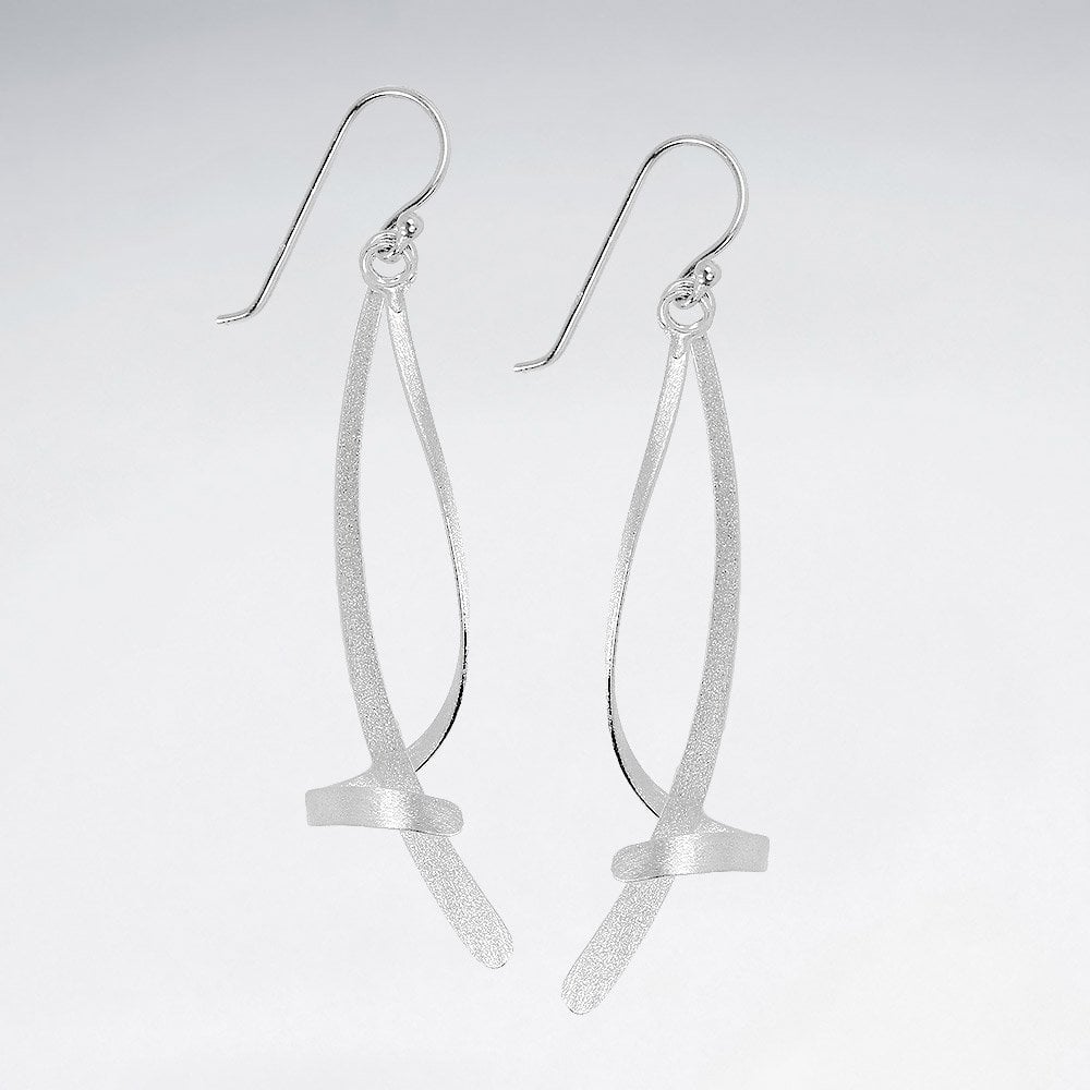 Sterling Silver Abstract  Ribbon Earrings