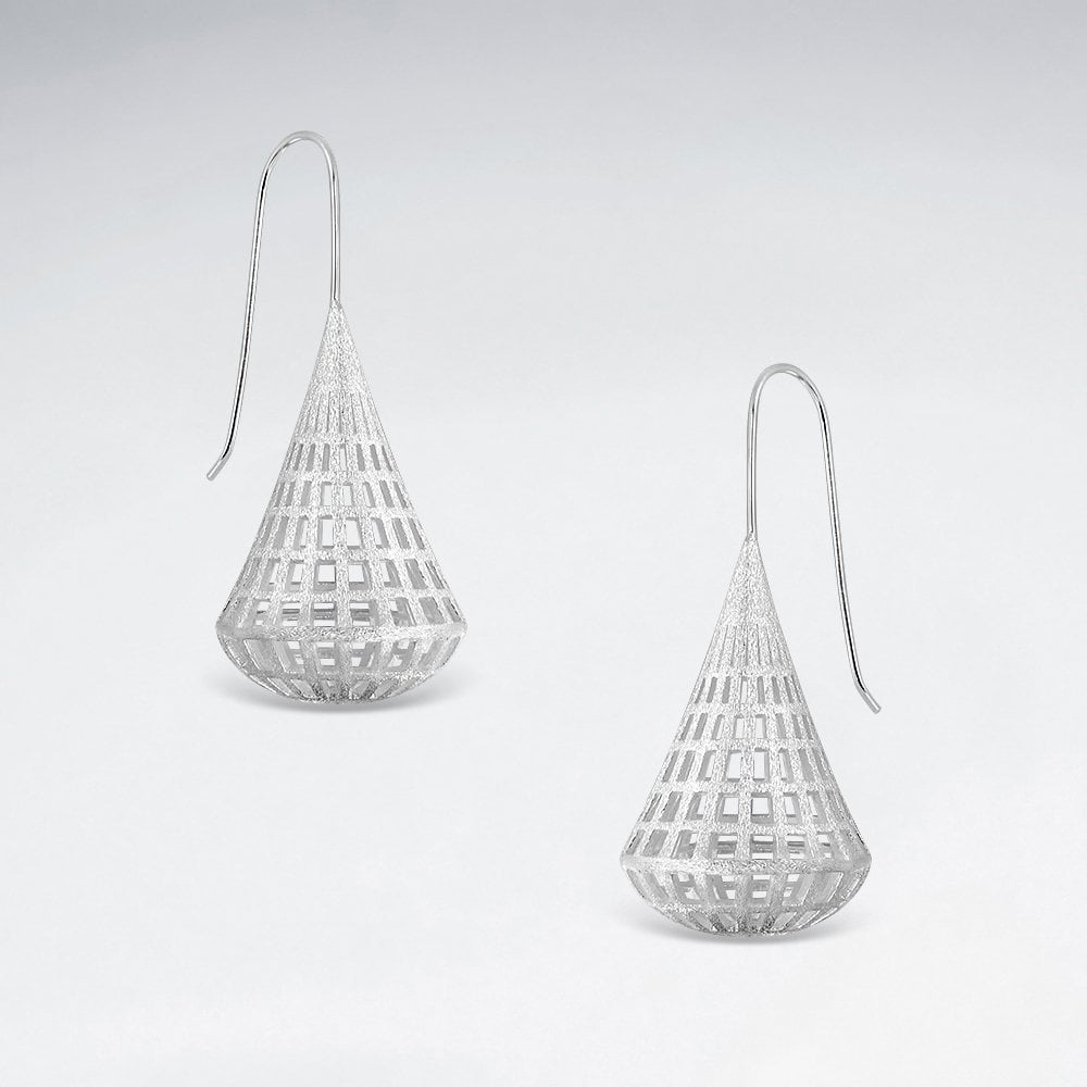 925 Sterling 3D Design Filigree Puff Drop Earrings