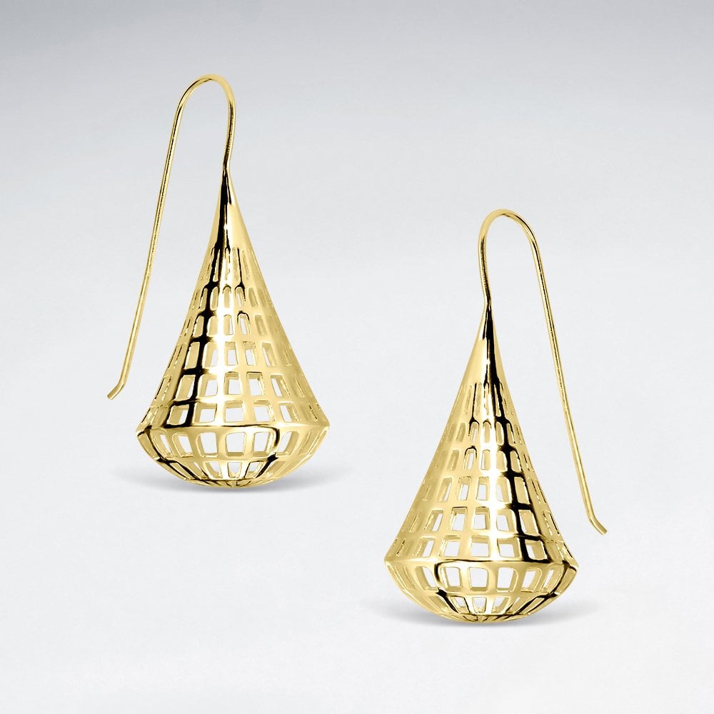 925 Sterling 3D Design Filigree Puff Drop Earrings