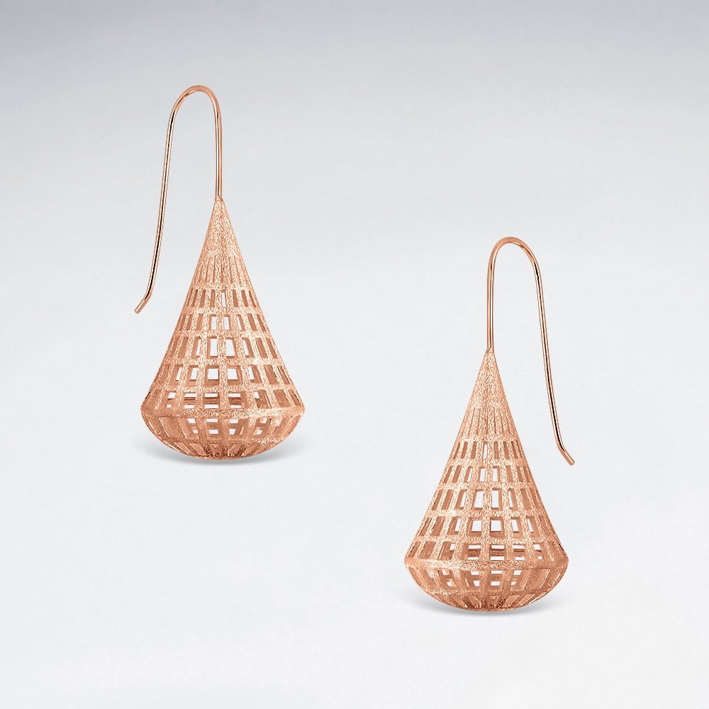 925 Sterling 3D Design Filigree Puff Drop Earrings