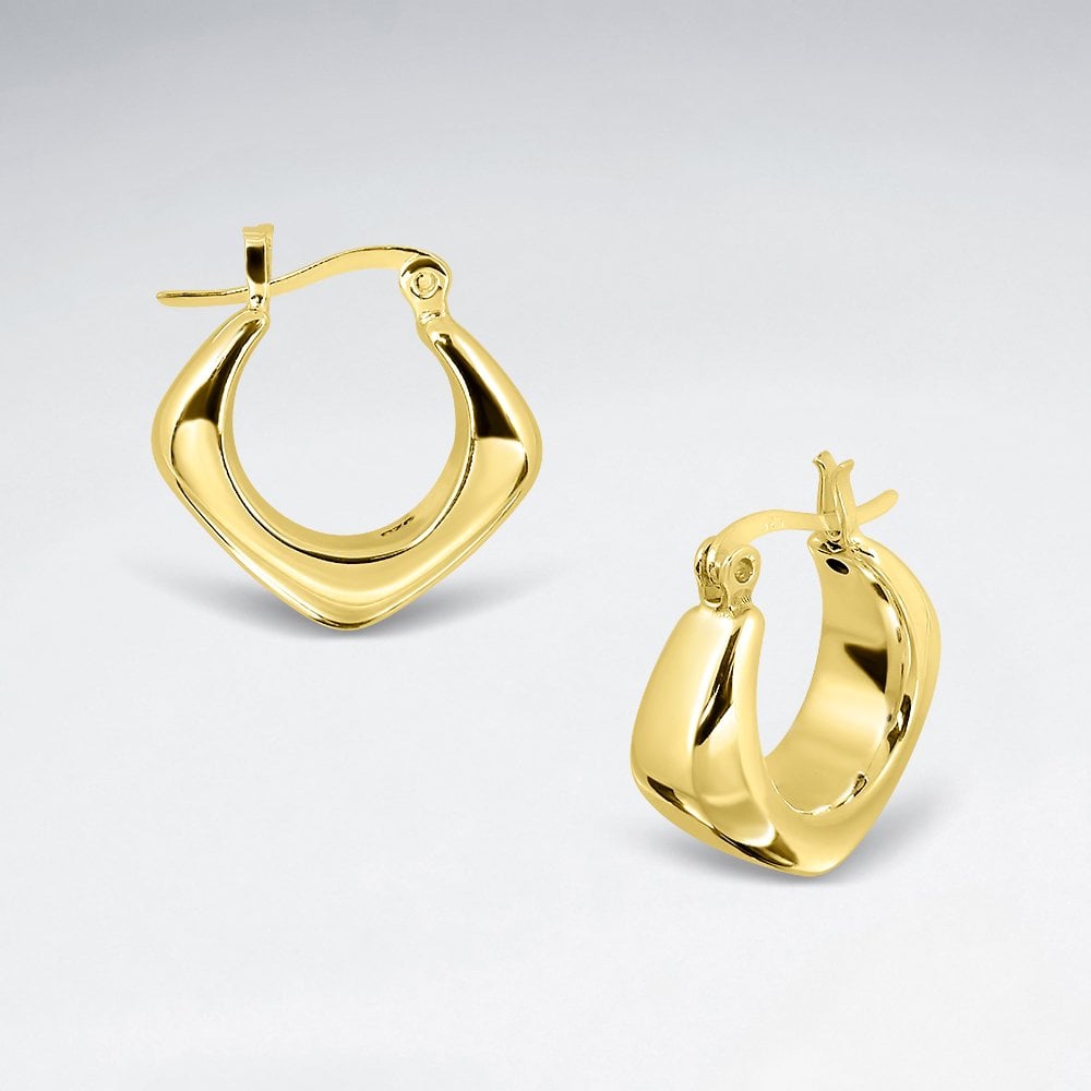 Sterling Silver Chunky Hoop Earrings with Angular Curvature